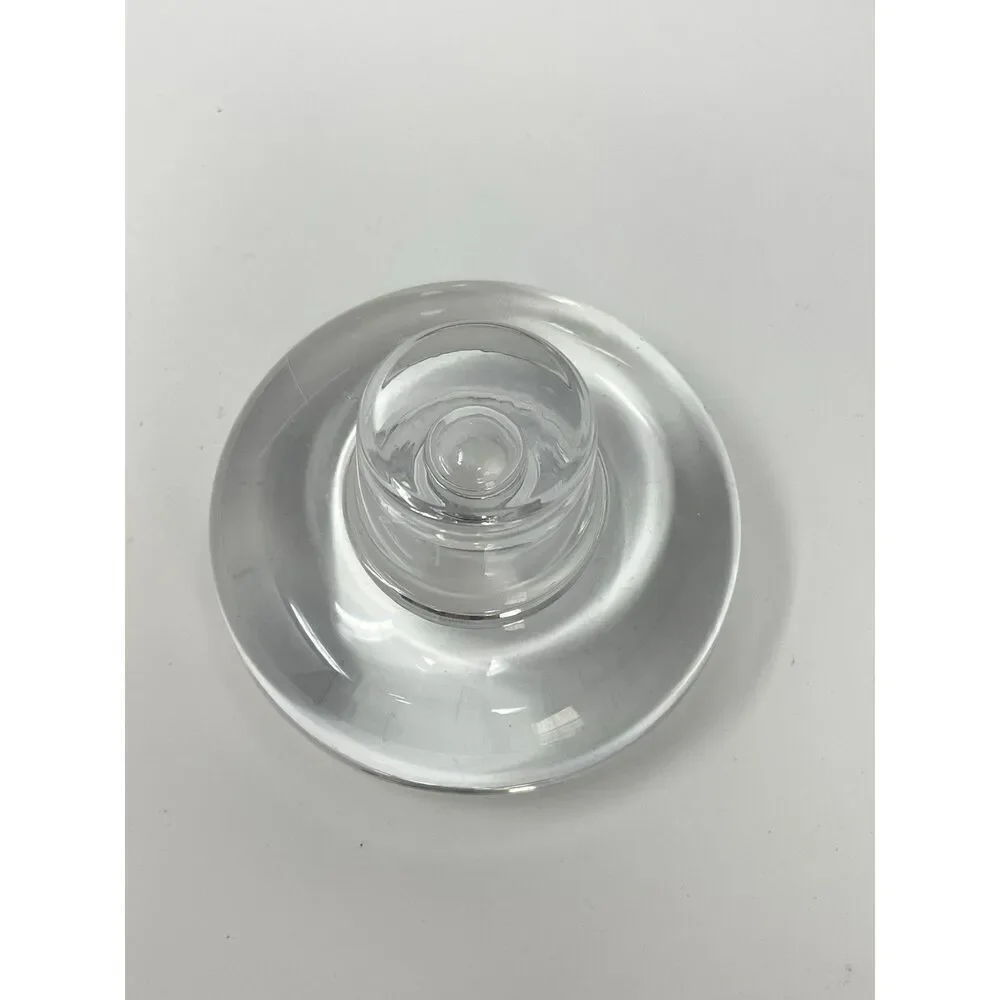 Dansk Lead Crystal Candle Taper Holder Heavy MCM Round 2.5” Tall 3.75” Wide